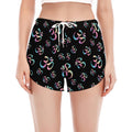 Om Sign Pattern Print Women's Split Running Shorts