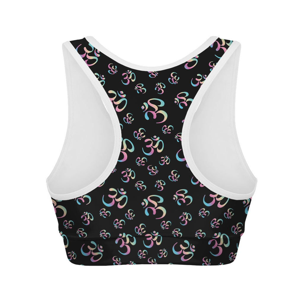 Om Sign Pattern Print Women's Sports Bra