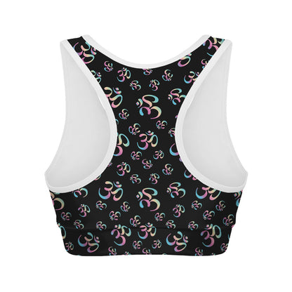 Om Sign Pattern Print Women's Sports Bra