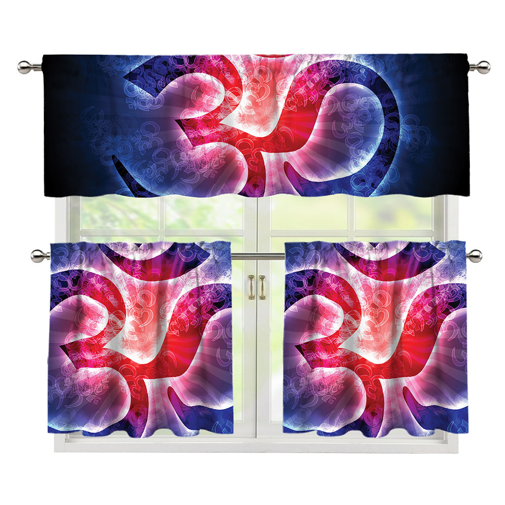 Om Sign Print 3 Piece Kitchen Curtains