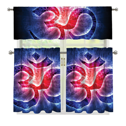 Om Sign Print 3 Piece Kitchen Curtains