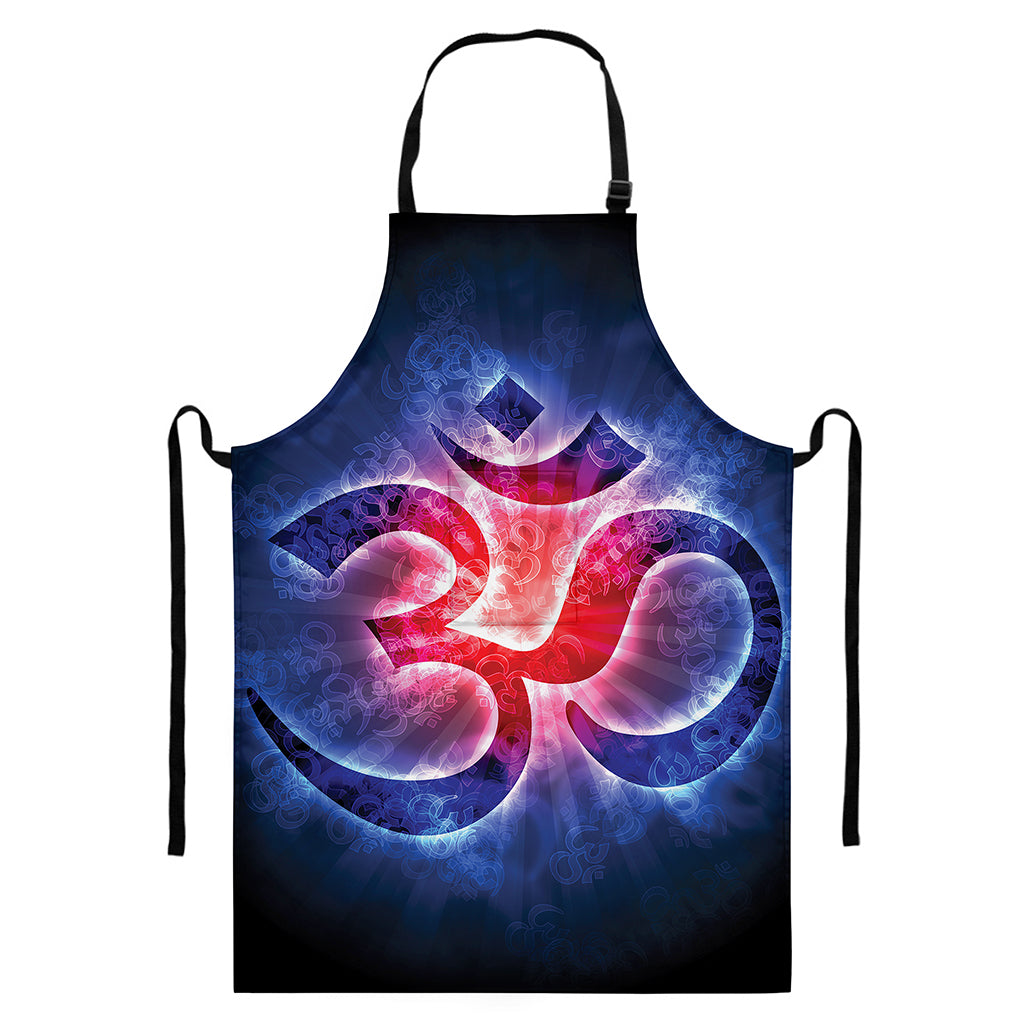 Om Sign Print Bib Apron With Pocket