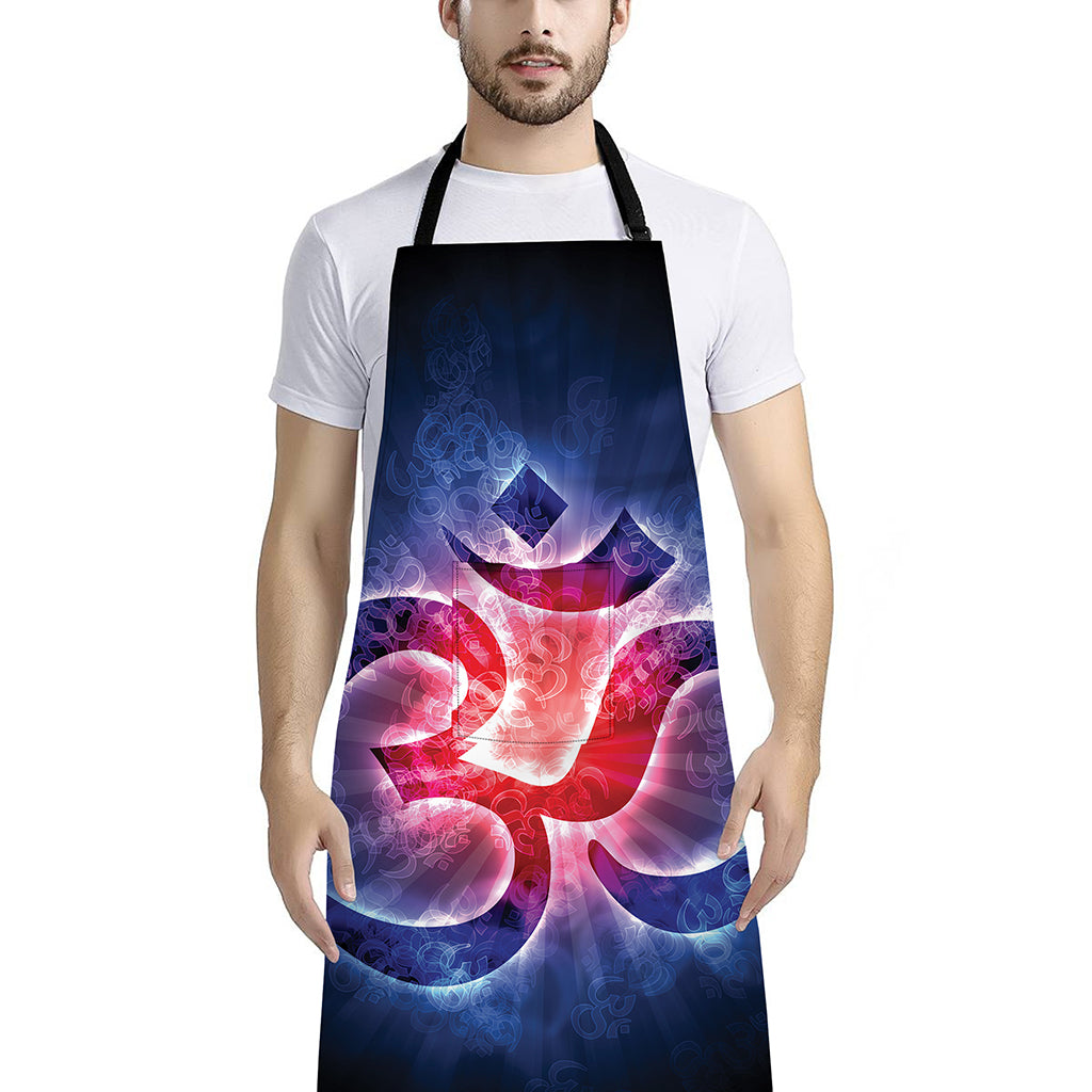 Om Sign Print Bib Apron With Pocket