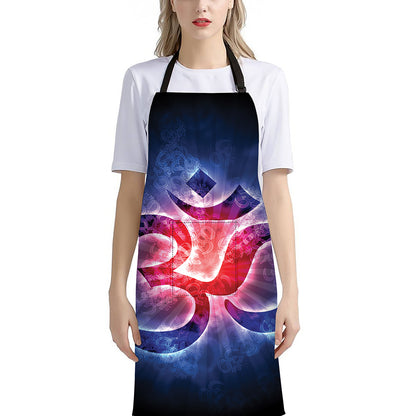 Om Sign Print Bib Apron With Pocket