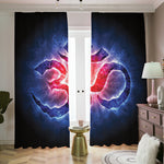 Om Sign Print Blackout Pencil Pleat Curtains
