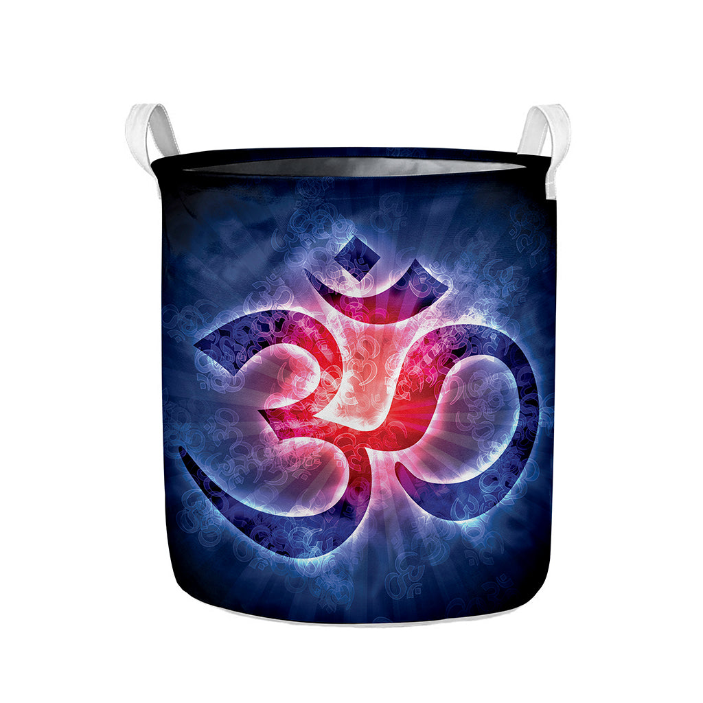 Om Sign Print Collapsible Laundry Basket