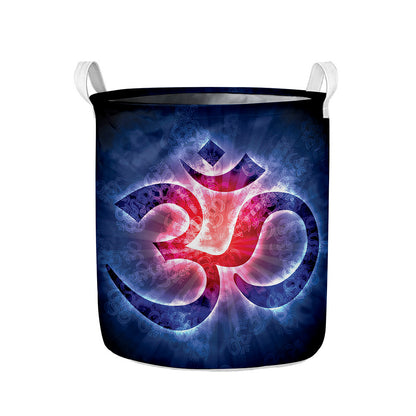 Om Sign Print Collapsible Laundry Basket