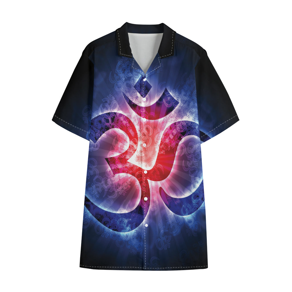 Om Sign Print Cotton Hawaiian Shirt
