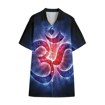 Om Sign Print Cotton Hawaiian Shirt