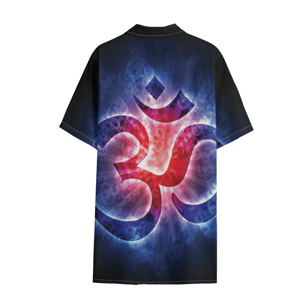 Om Sign Print Cotton Hawaiian Shirt