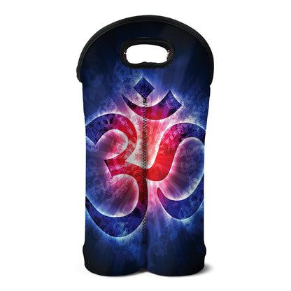 Om Sign Print Double Neoprene Wine Tote