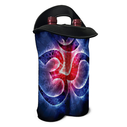 Om Sign Print Double Neoprene Wine Tote