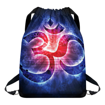 Om Sign Print Drawstring Backpack
