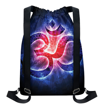 Om Sign Print Drawstring Backpack