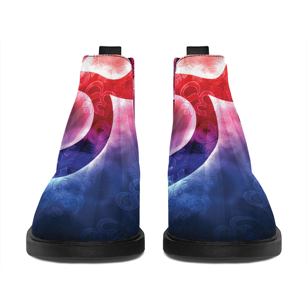 Om Sign Print Flat Ankle Boots