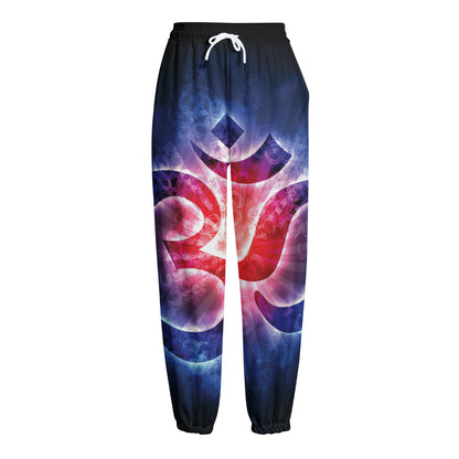 Om Sign Print Fleece Lined Knit Pants