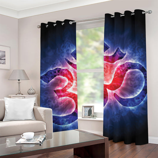 Om Sign Print Grommet Curtains
