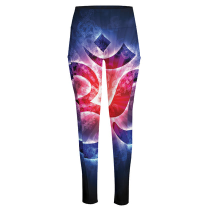 Om Sign Print High-Waisted Pocket Leggings
