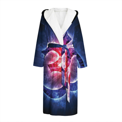 Om Sign Print Hooded Bathrobe