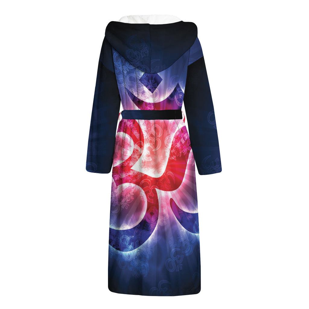 Om Sign Print Hooded Bathrobe