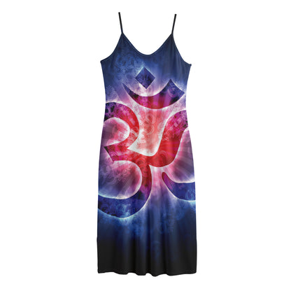 Om Sign Print Jersey Midi Cami Dress