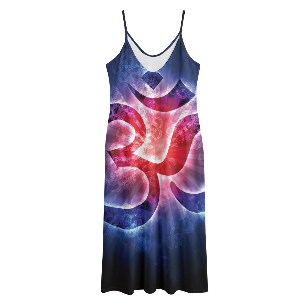 Om Sign Print Jersey Midi Cami Dress