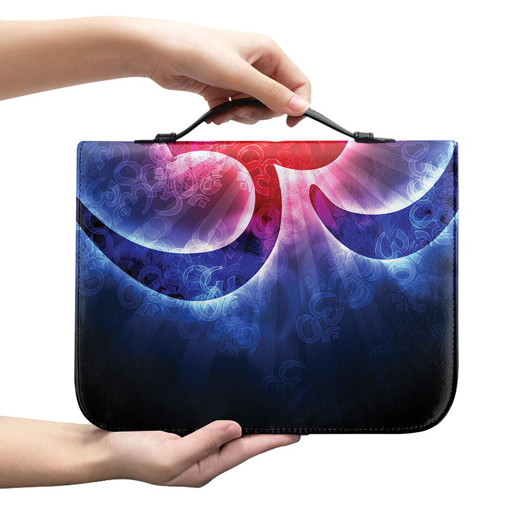 Om Sign Print Leather Bible Cover