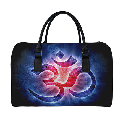 Om Sign Print Leather Duffle Bag