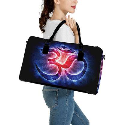 Om Sign Print Leather Duffle Bag