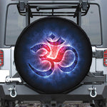 Om Sign Print Leather Spare Tire Cover