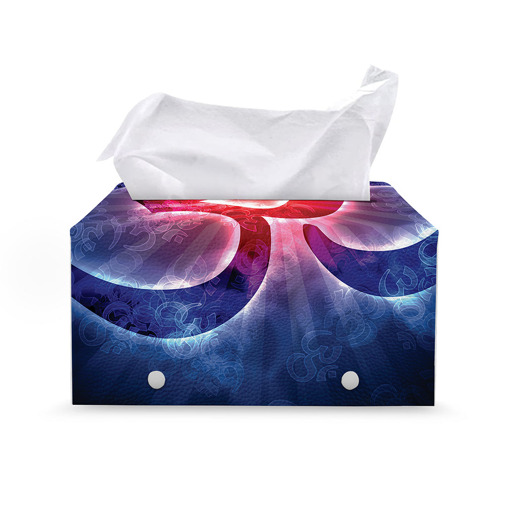 Om Sign Print Leather Tissue Box Cover