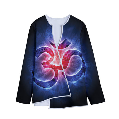 Om Sign Print Long Sleeve Short Coat