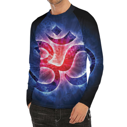 Om Sign Print Men's Long Sleeve Rash Guard