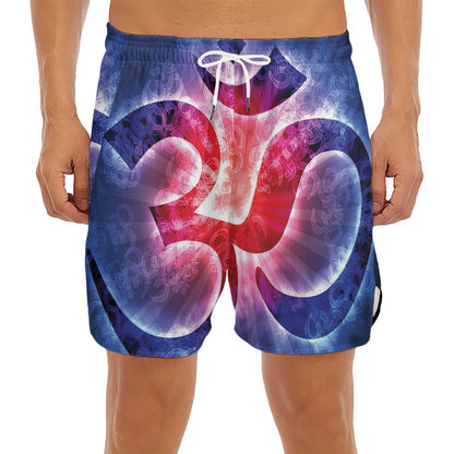 Om Sign Print Men's Split Running Shorts