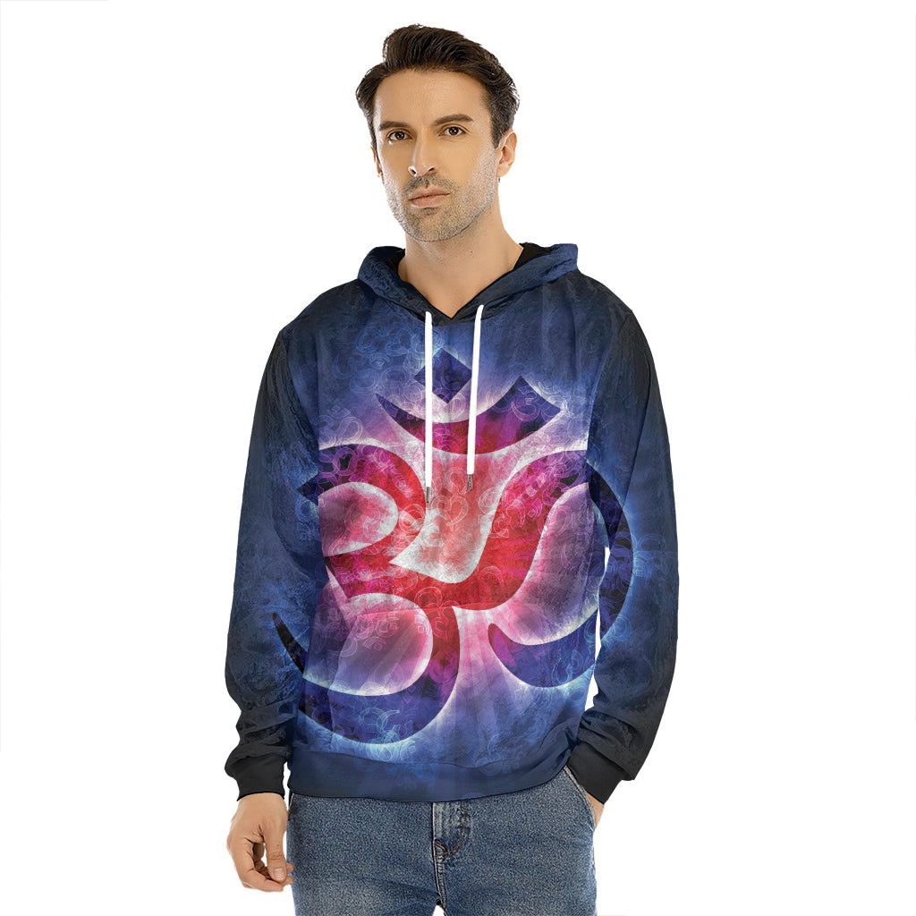 Om Sign Print Men's Velvet Pullover Hoodie