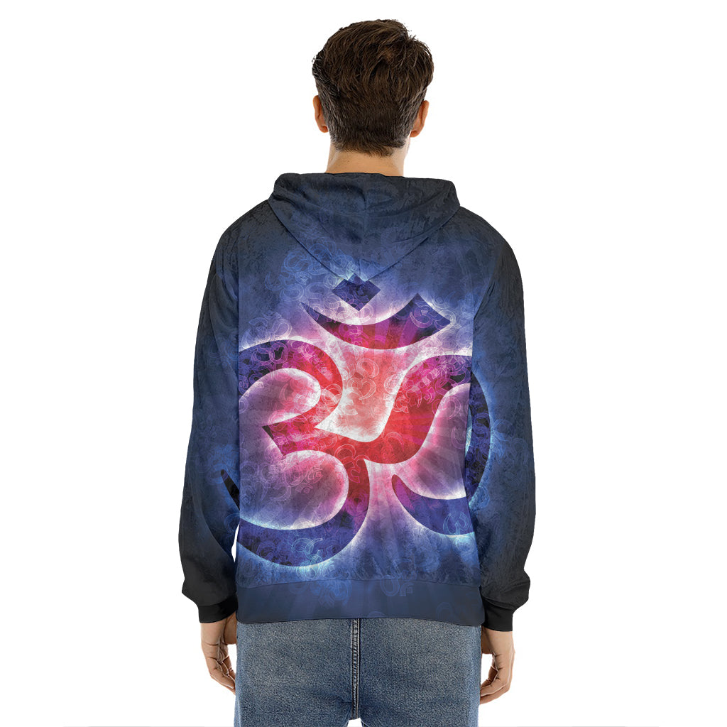 Om Sign Print Men's Velvet Pullover Hoodie