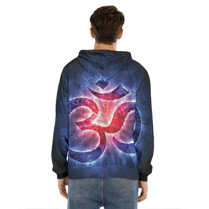 Om Sign Print Men's Velvet Pullover Hoodie