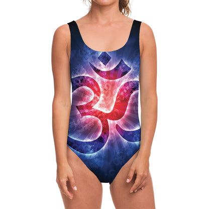 Om Sign Print One Piece Swimsuit