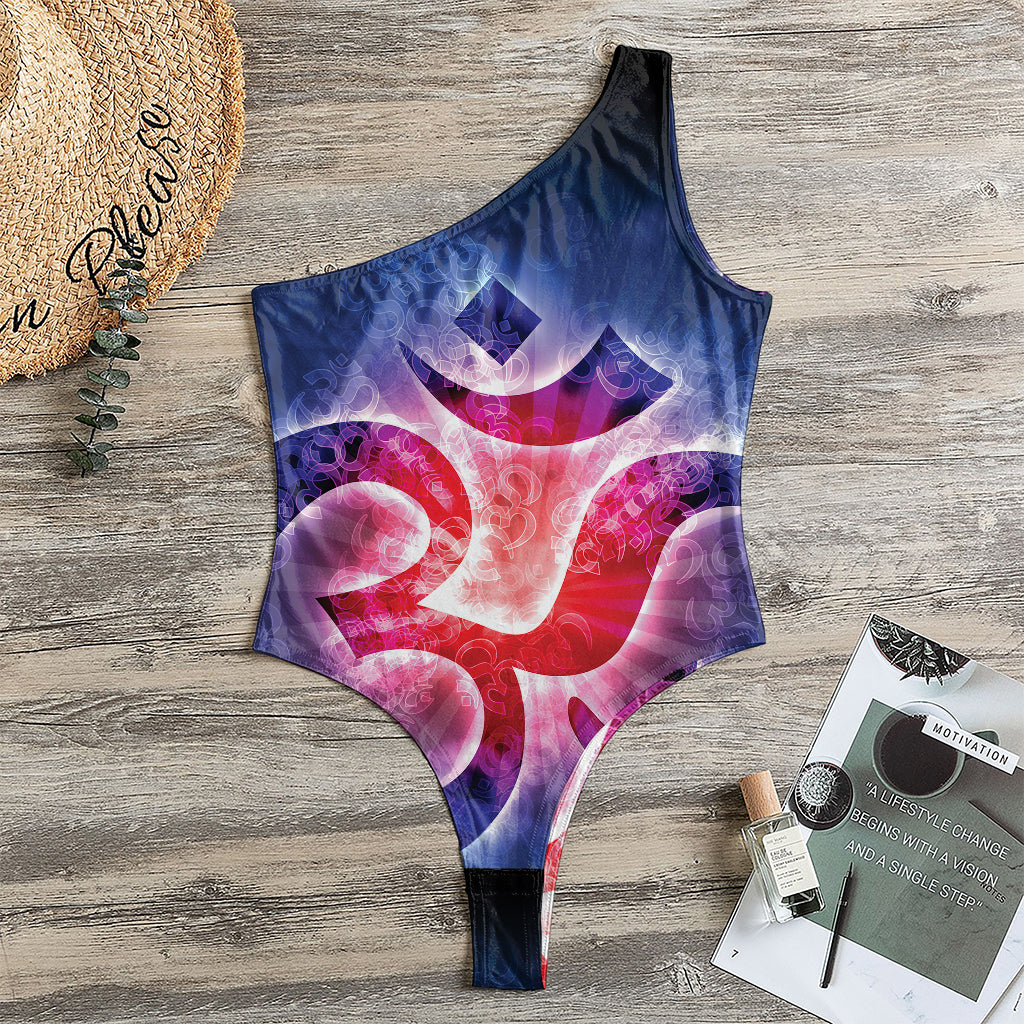 Om Sign Print One Shoulder Bodysuit