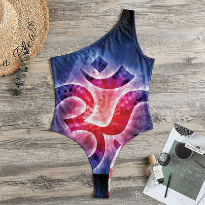 Om Sign Print One Shoulder Bodysuit