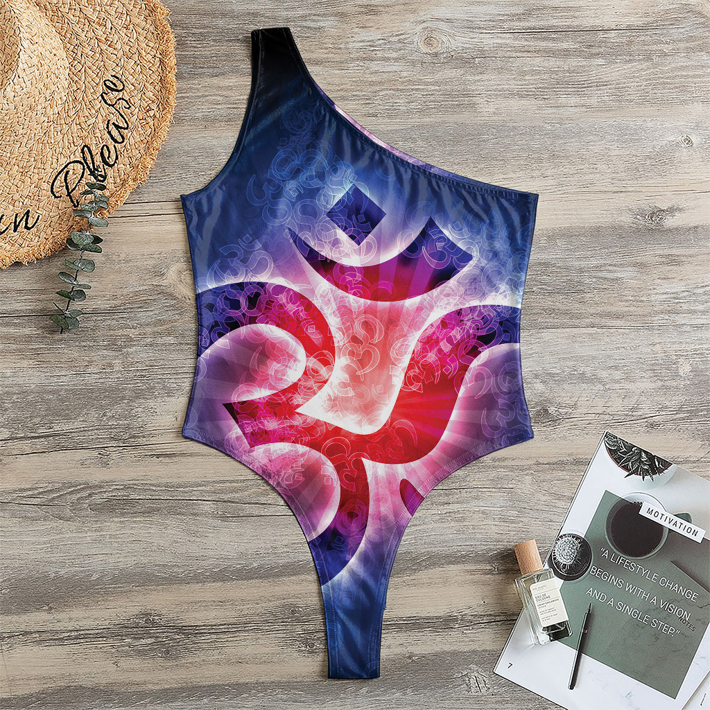 Om Sign Print One Shoulder Bodysuit