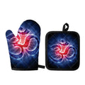 Om Sign Print Oven Mitt And Pot Holder Set