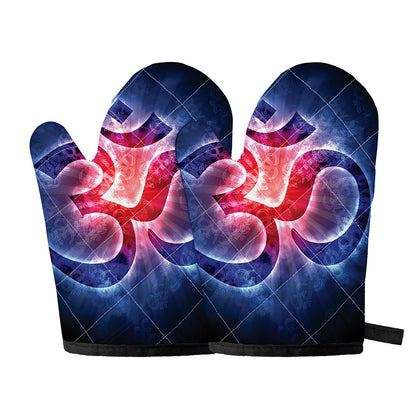 Om Sign Print Oven Mitts