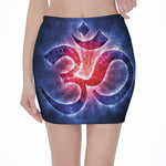Om Sign Print Pencil Mini Skirt