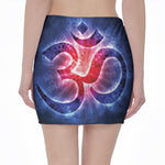 Om Sign Print Pencil Mini Skirt