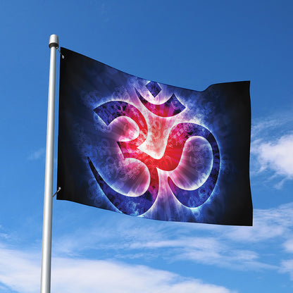 Om Sign Print Polyester Flag