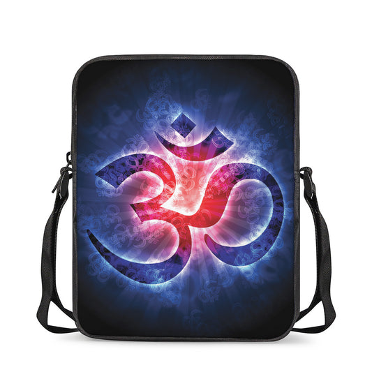 Om Sign Print Rectangular Crossbody Bag
