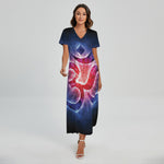 Om Sign Print Short Sleeve Maxi Dress