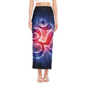 Om Sign Print Side Slit Maxi Skirt