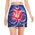 Om Sign Print Side Slit Mini Skirt